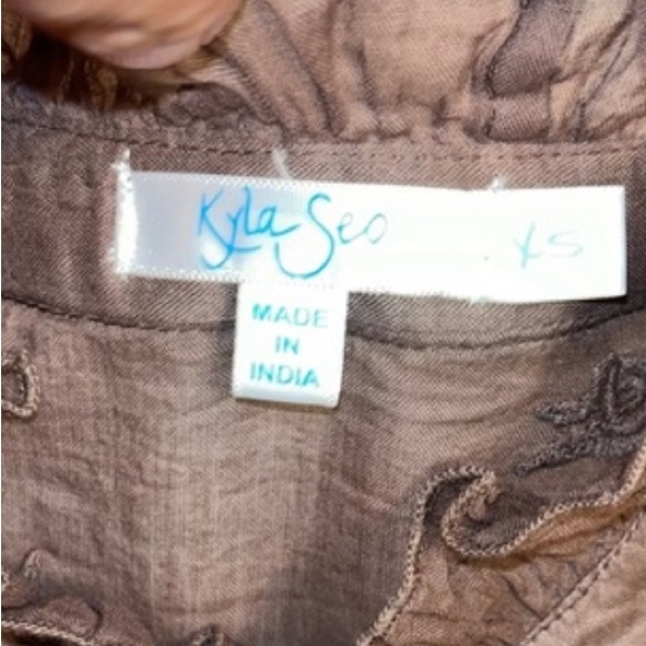 Kyla Seo Cotton Semi Sheer Embroidered Button Down Blouse - Picture 10 of 12